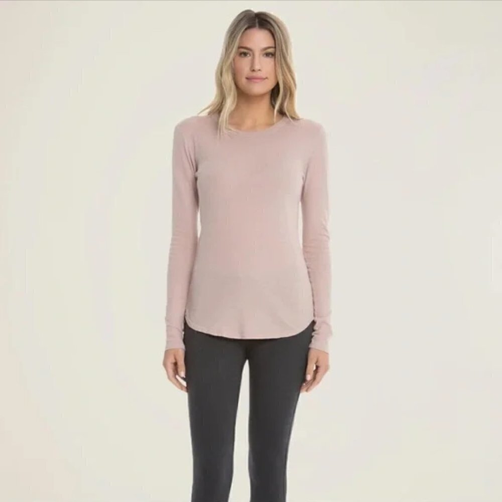 💕BAREFOOT DREAMS💕 Long Sleeve Loose Jersey Crew Neck Tee ~ Oyster Medium NWT